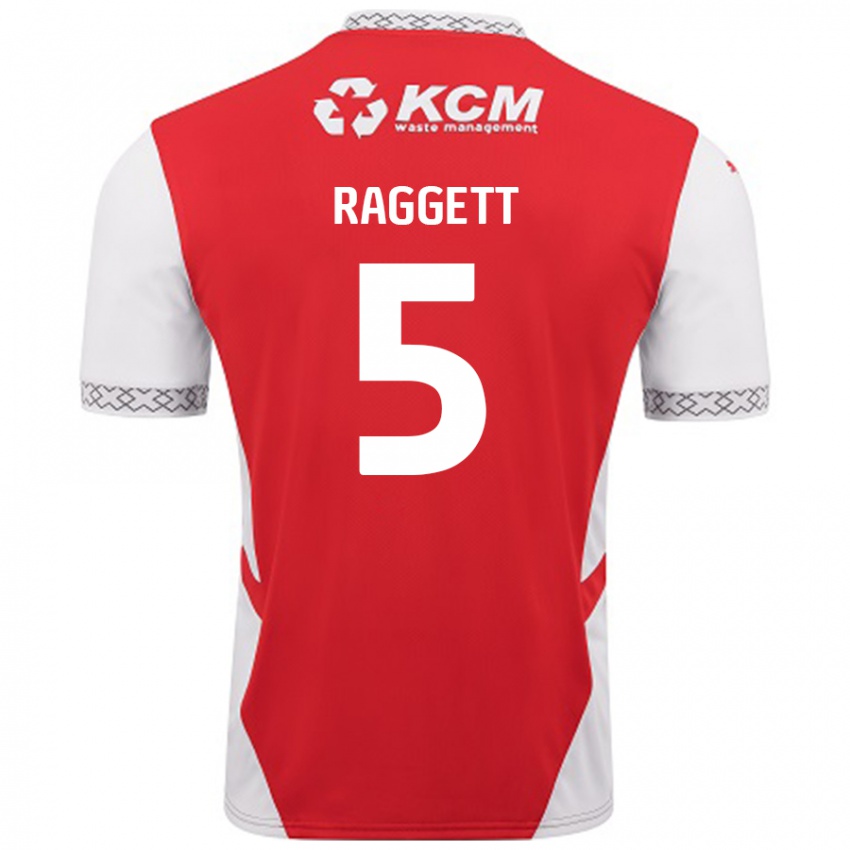 Gyermek Sean Raggett #5 Piros Fehér Hazai Jersey 2024/25 Mez Póló Ing