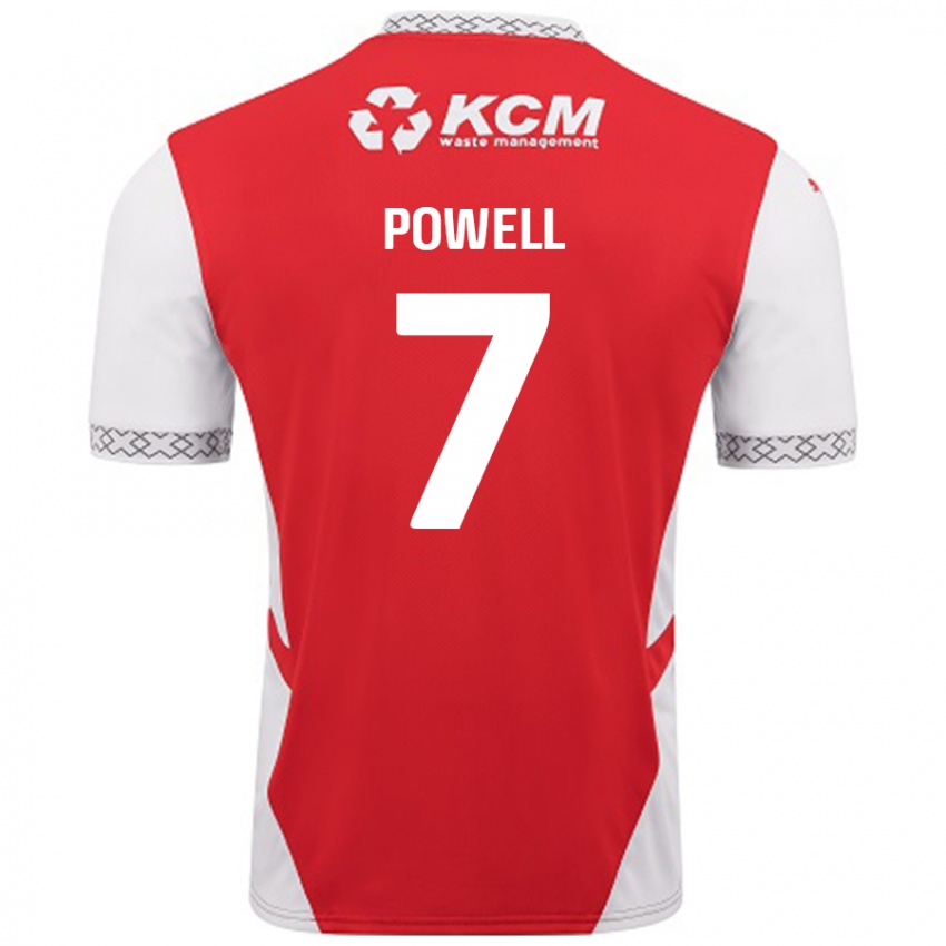 Gyermek Joe Powell #7 Piros Fehér Hazai Jersey 2024/25 Mez Póló Ing