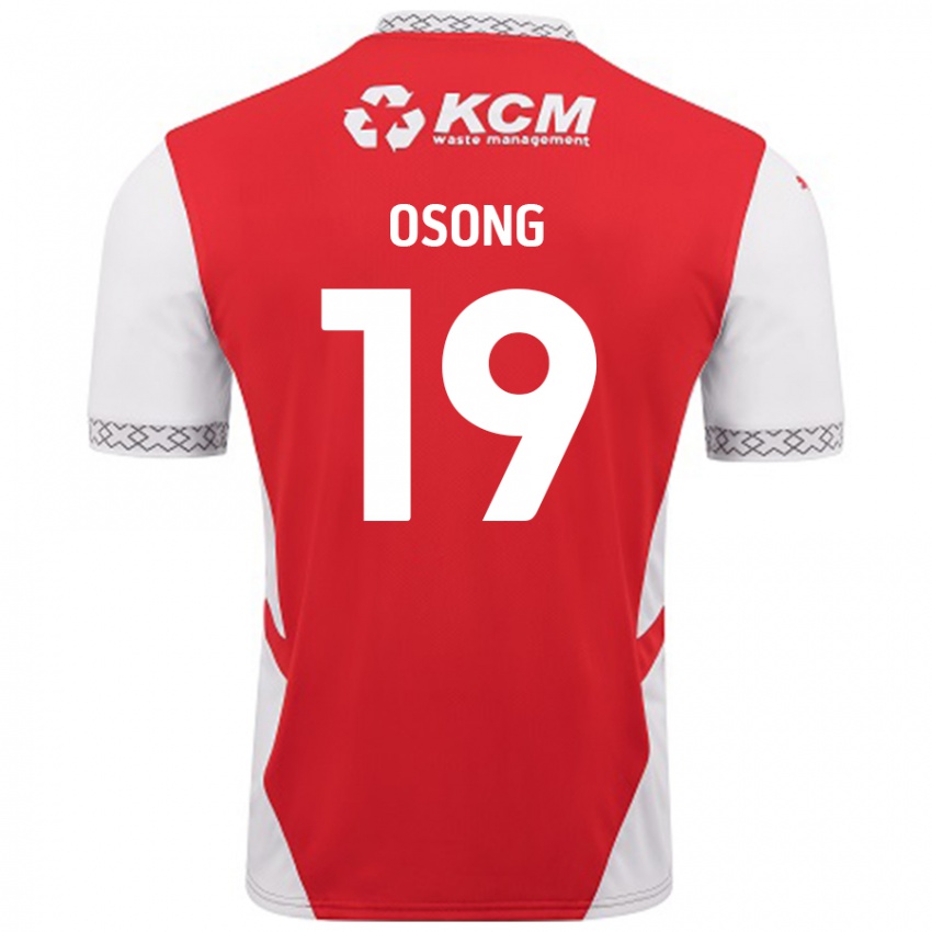 Gyermek Detlef Esapa Osong #19 Piros Fehér Hazai Jersey 2024/25 Mez Póló Ing