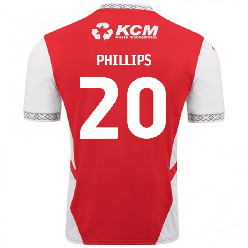 Gyermek Dillon Phillips #20 Piros Fehér Hazai Jersey 2024/25 Mez Póló Ing