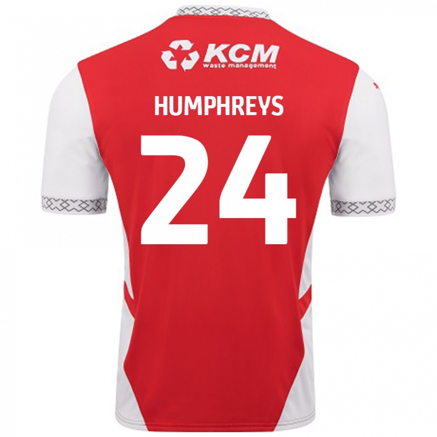 Gyermek Cameron Humphreys #24 Piros Fehér Hazai Jersey 2024/25 Mez Póló Ing