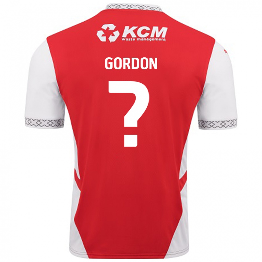 Gyermek Owain Gordon #0 Piros Fehér Hazai Jersey 2024/25 Mez Póló Ing