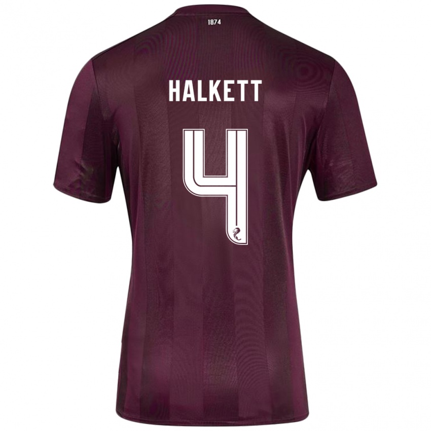 Gyermek Craig Halkett #4 Burgundia Hazai Jersey 2024/25 Mez Póló Ing