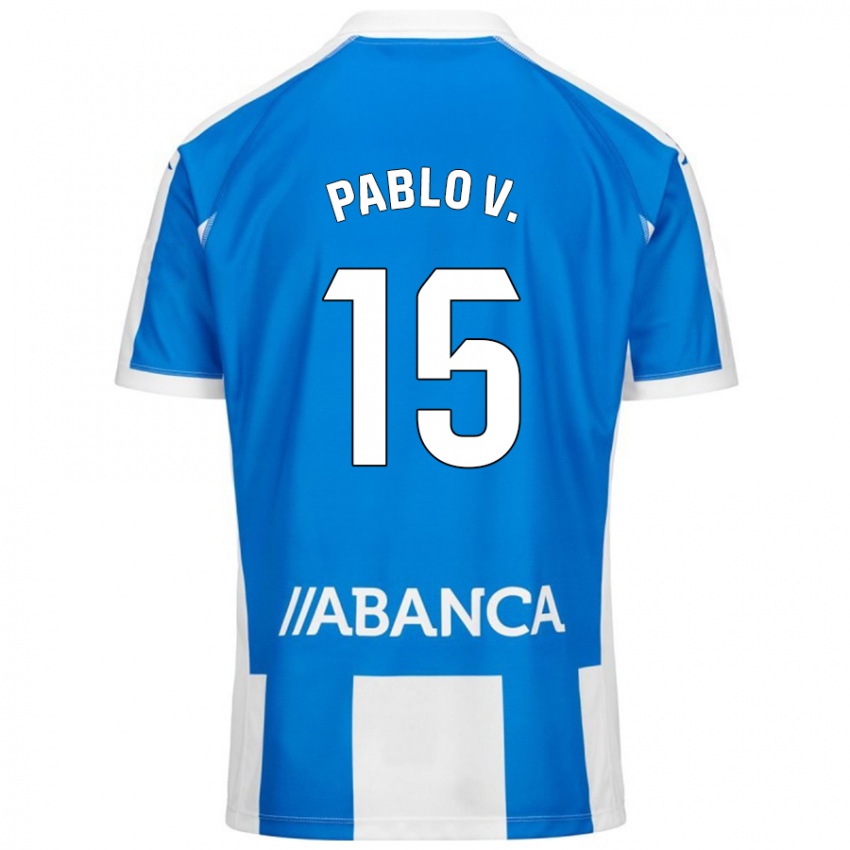 Gyermek Pablo Vázquez #15 Kék Fehér Hazai Jersey 2024/25 Mez Póló Ing