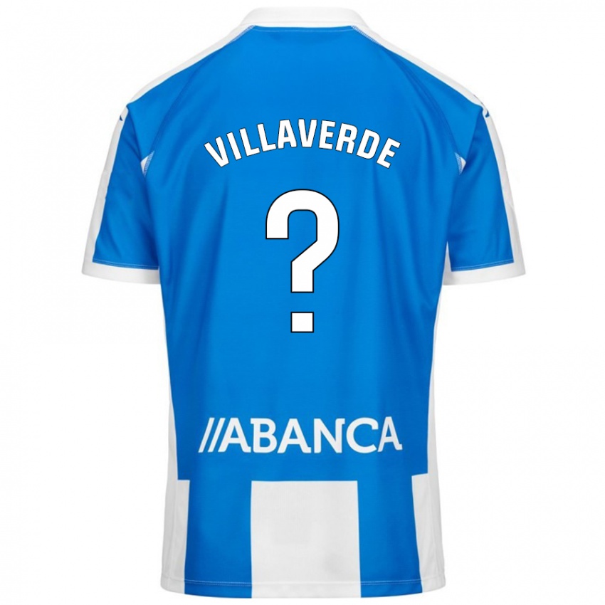 Gyermek Hugo Villaverde #0 Kék Fehér Hazai Jersey 2024/25 Mez Póló Ing