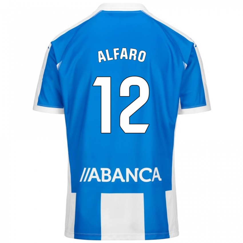 Gyermek Alejandro Alfaro #12 Kék Fehér Hazai Jersey 2024/25 Mez Póló Ing