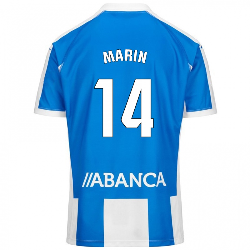 Gyermek Ainhoa Marín #14 Kék Fehér Hazai Jersey 2024/25 Mez Póló Ing