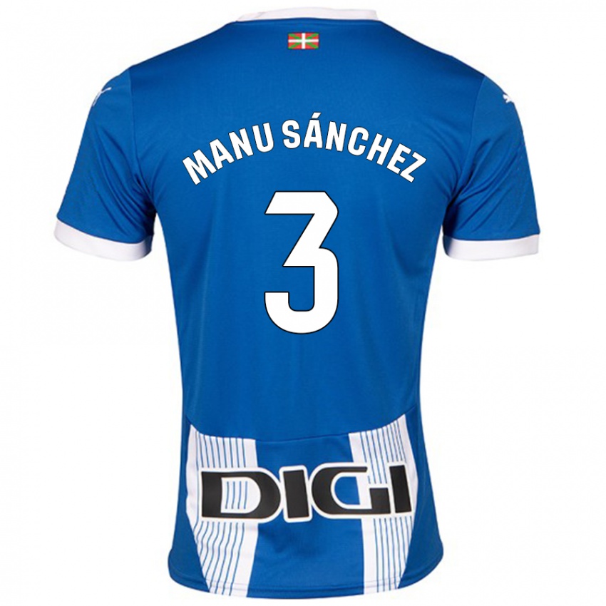 Gyermek Manu Sanchez #3 Kék Hazai Jersey 2024/25 Mez Póló Ing