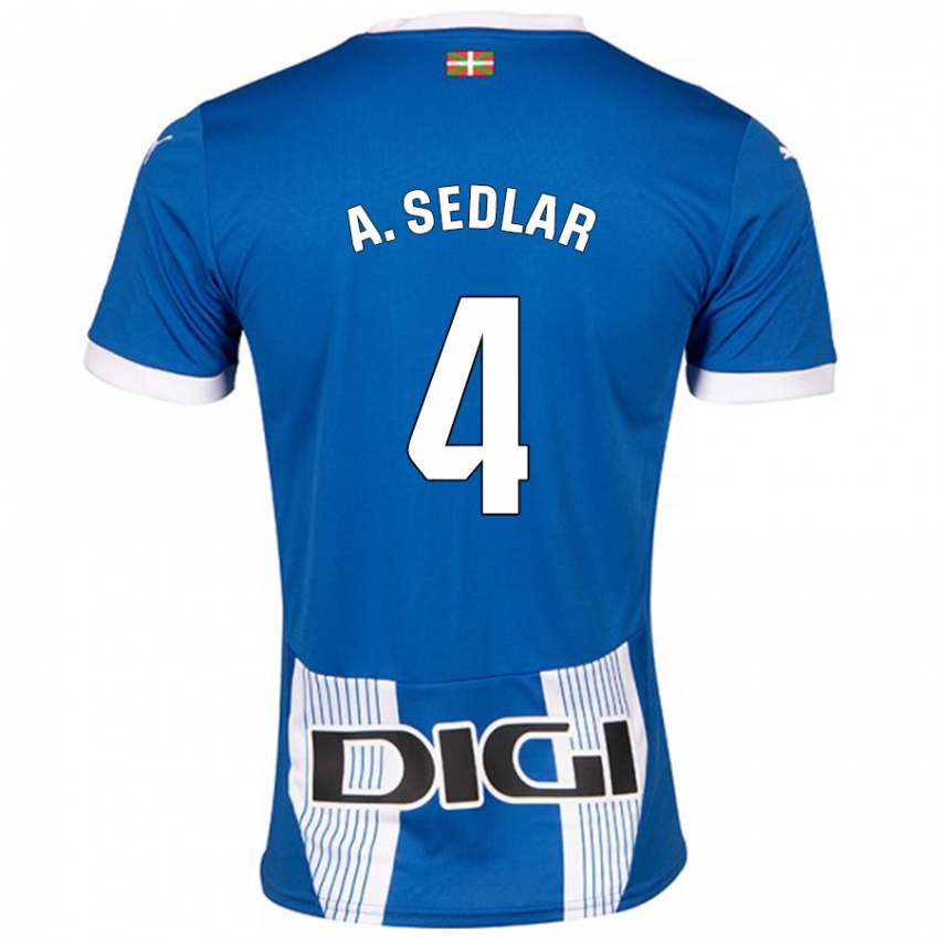 Gyermek Aleksandar Sedlar #4 Kék Hazai Jersey 2024/25 Mez Póló Ing