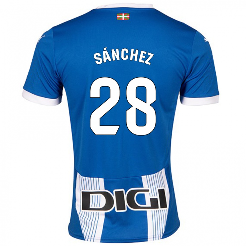 Gyermek Ander Sánchez #28 Kék Hazai Jersey 2024/25 Mez Póló Ing