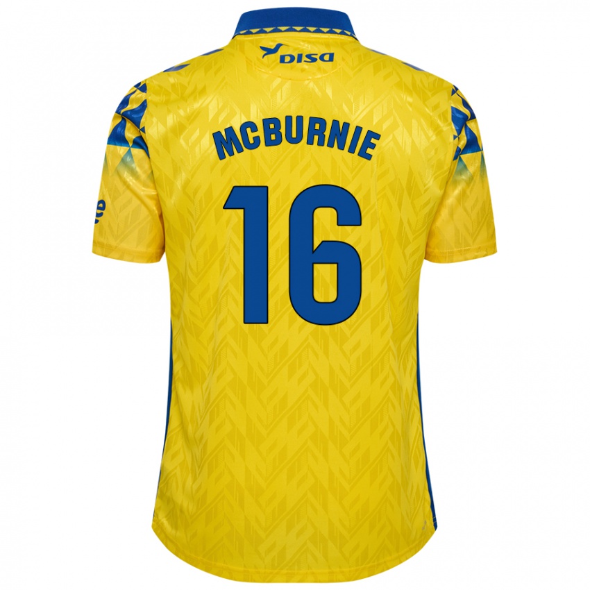 Gyermek Oli Mcburnie #16 Sárga Kék Hazai Jersey 2024/25 Mez Póló Ing