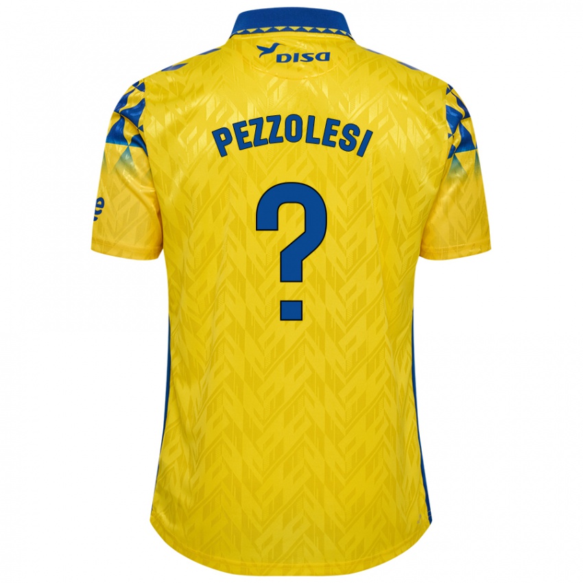 Gyermek Valentín Pezzolesi #0 Sárga Kék Hazai Jersey 2024/25 Mez Póló Ing