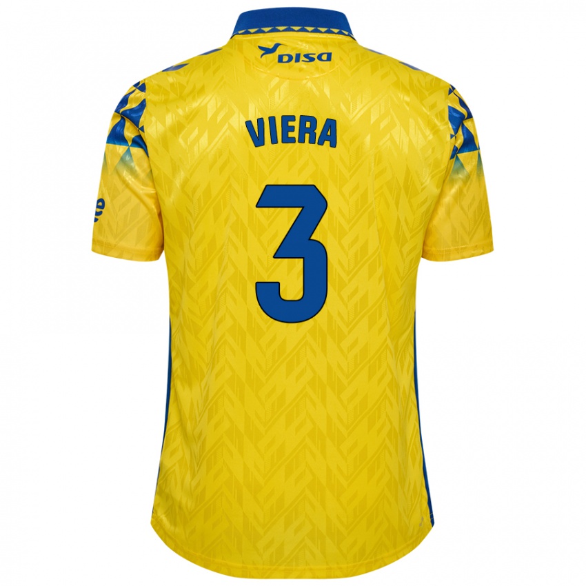 Gyermek Óliver Viera #3 Sárga Kék Hazai Jersey 2024/25 Mez Póló Ing