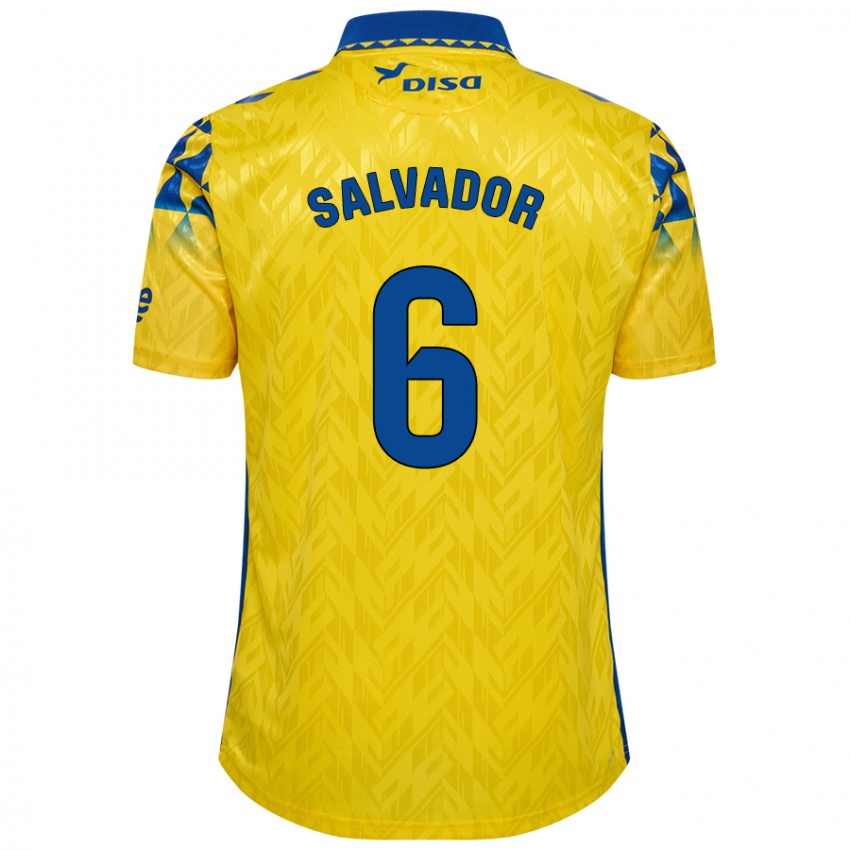 Gyermek Pol Salvador #6 Sárga Kék Hazai Jersey 2024/25 Mez Póló Ing