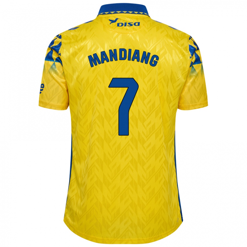 Gyermek Saliou Mandiang #7 Sárga Kék Hazai Jersey 2024/25 Mez Póló Ing