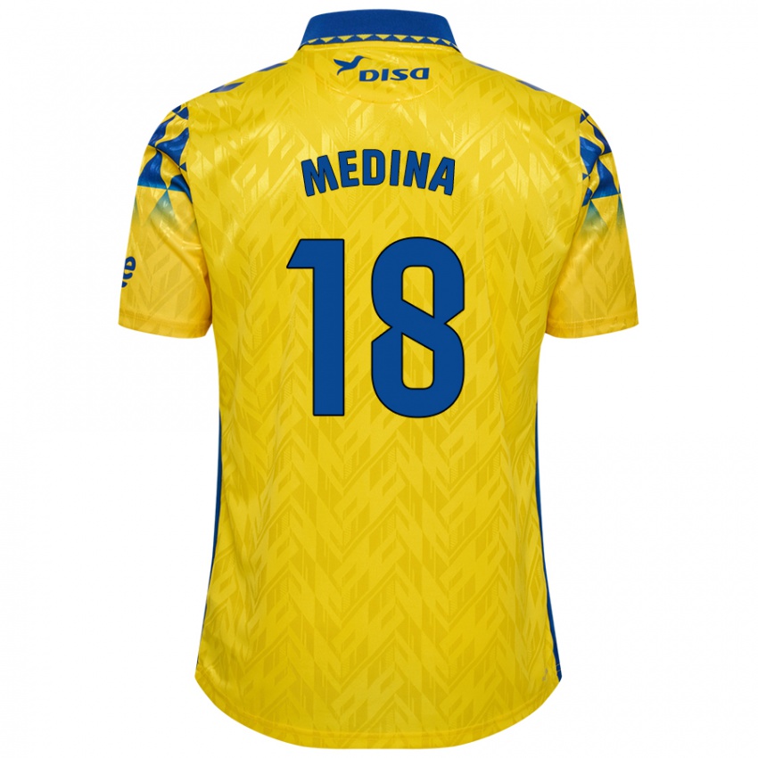 Gyermek Iván Medina #18 Sárga Kék Hazai Jersey 2024/25 Mez Póló Ing