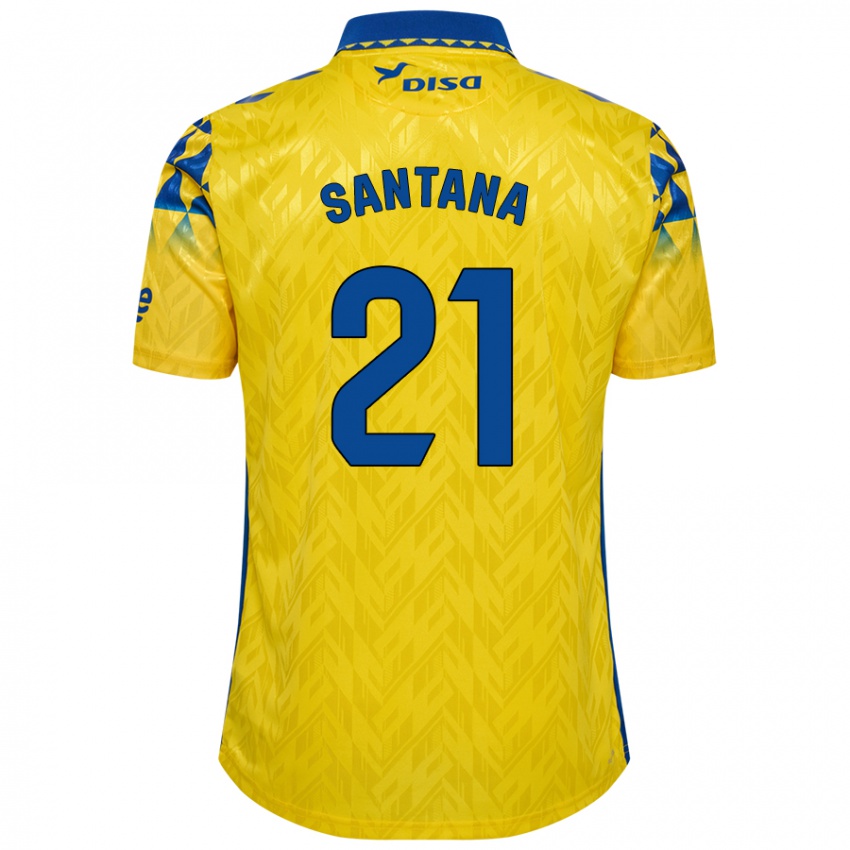 Gyermek Yadam Santana #21 Sárga Kék Hazai Jersey 2024/25 Mez Póló Ing