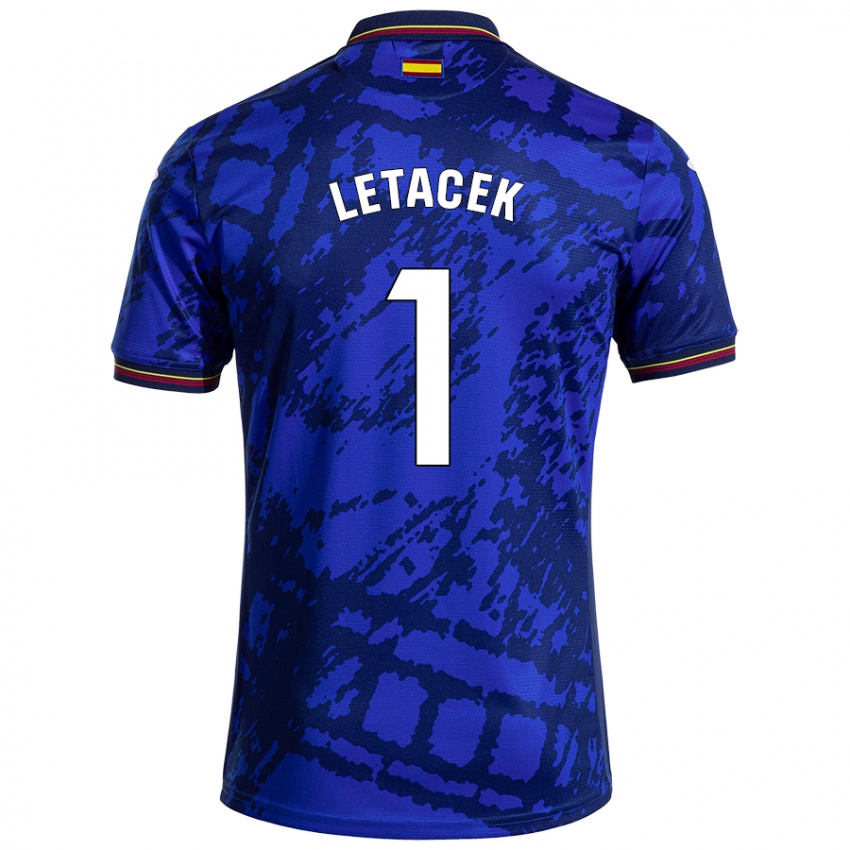 Gyermek Jiri Letacek #1 Sötétebb Kék Hazai Jersey 2024/25 Mez Póló Ing