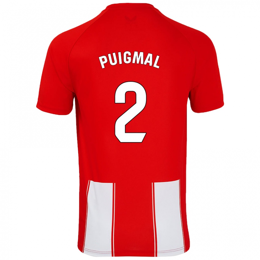 Gyermek Arnau Puigmal #2 Piros Fehér Hazai Jersey 2024/25 Mez Póló Ing