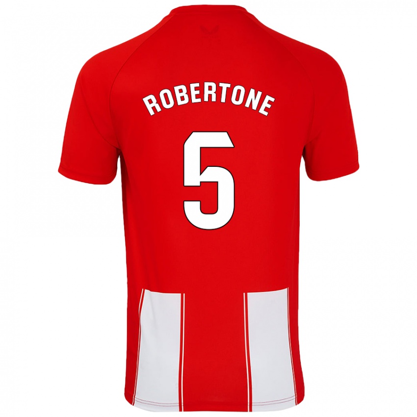 Gyermek Lucas Robertone #5 Piros Fehér Hazai Jersey 2024/25 Mez Póló Ing