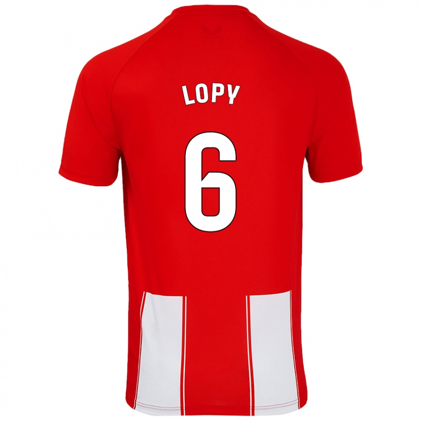 Gyermek Dion Lopy #6 Piros Fehér Hazai Jersey 2024/25 Mez Póló Ing