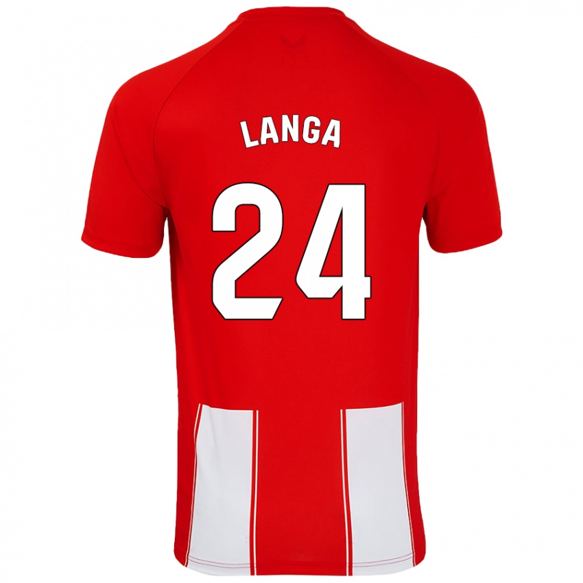 Gyermek Bruno Langa #24 Piros Fehér Hazai Jersey 2024/25 Mez Póló Ing