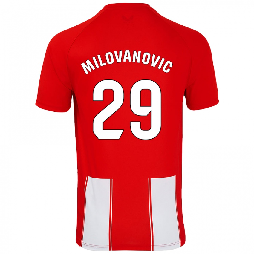 Gyermek Marko Milovanovic #29 Piros Fehér Hazai Jersey 2024/25 Mez Póló Ing