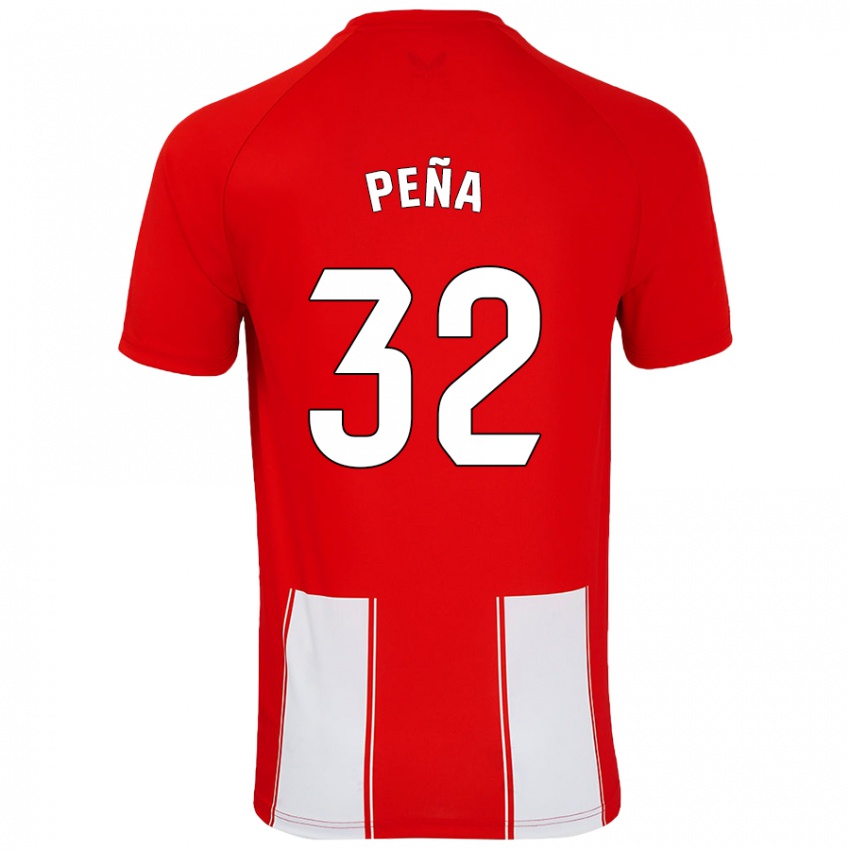 Gyermek Marcos Peña #32 Piros Fehér Hazai Jersey 2024/25 Mez Póló Ing