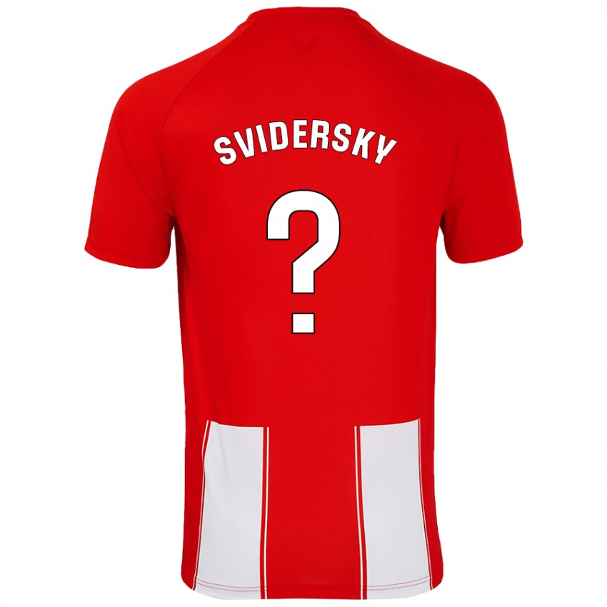 Gyermek Martin Svidersky #0 Piros Fehér Hazai Jersey 2024/25 Mez Póló Ing