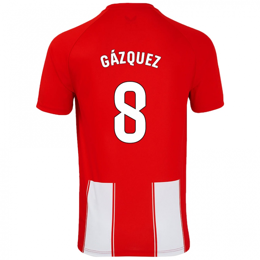 Gyermek Joan Gázquez #8 Piros Fehér Hazai Jersey 2024/25 Mez Póló Ing