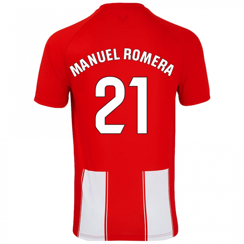 Gyermek José Manuel Romera #21 Piros Fehér Hazai Jersey 2024/25 Mez Póló Ing