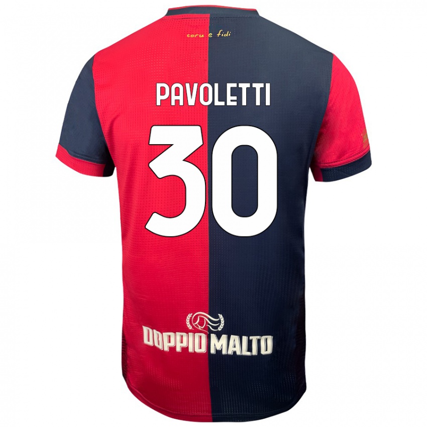 Gyermek Leonardo Pavoletti #30 Piros Sötétebb Kék Hazai Jersey 2024/25 Mez Póló Ing