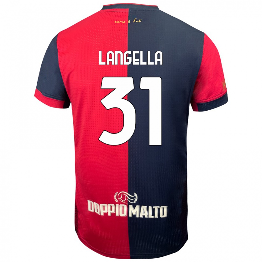 Gyermek Matteo Langella #31 Piros Sötétebb Kék Hazai Jersey 2024/25 Mez Póló Ing