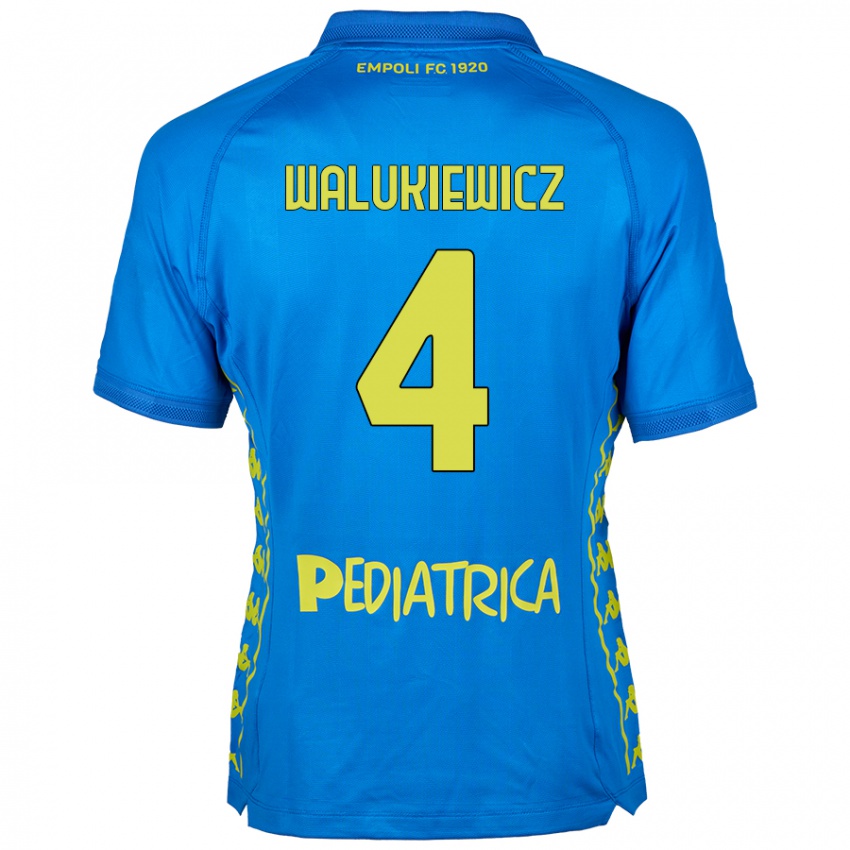 Gyermek Sebastian Walukiewicz #4 Kék Hazai Jersey 2024/25 Mez Póló Ing