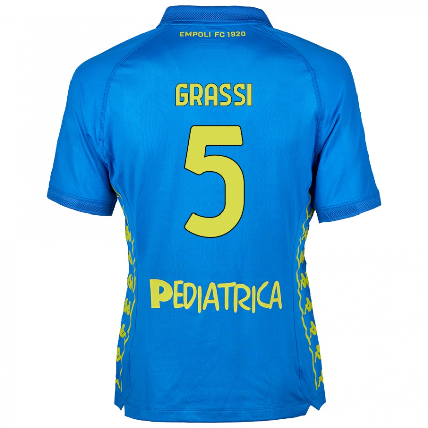 Gyermek Alberto Grassi #5 Kék Hazai Jersey 2024/25 Mez Póló Ing