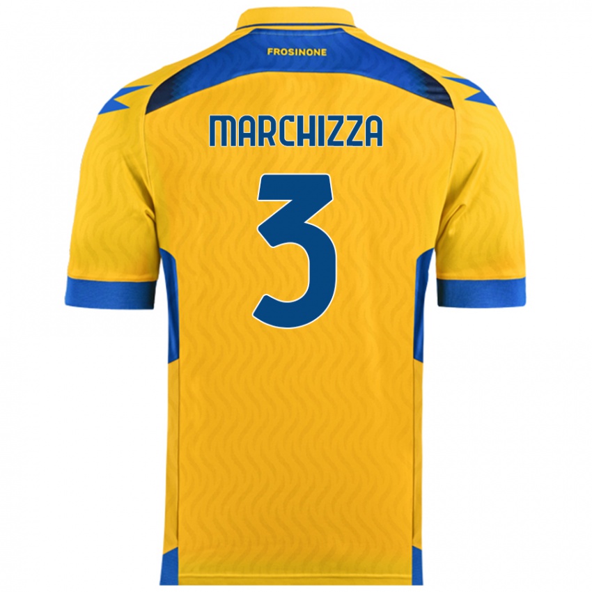 Gyermek Riccardo Marchizza #3 Sárga Hazai Jersey 2024/25 Mez Póló Ing