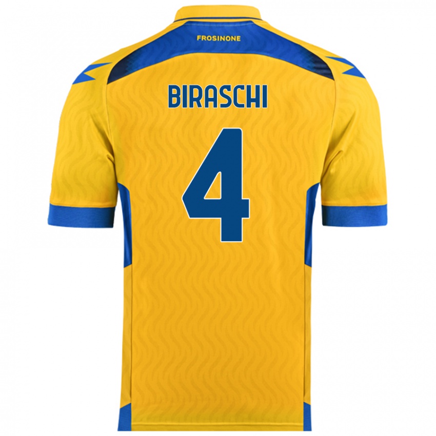 Gyermek Davide Biraschi #4 Sárga Hazai Jersey 2024/25 Mez Póló Ing