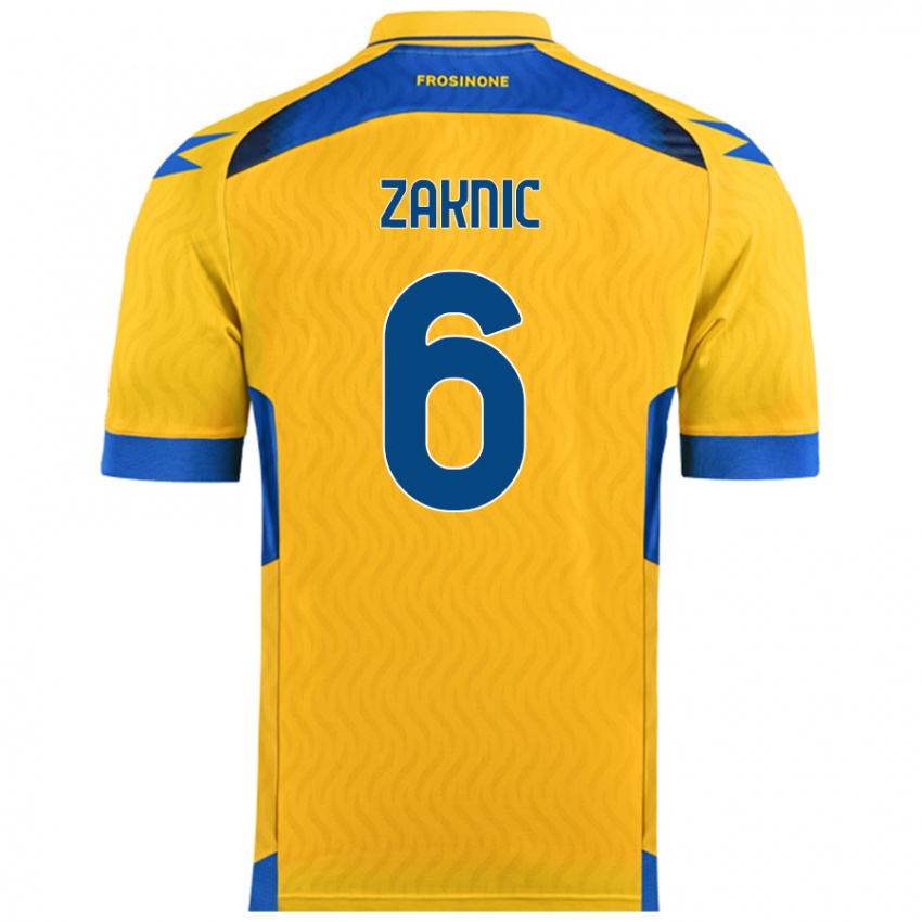 Gyermek Lazar Zaknic #6 Sárga Hazai Jersey 2024/25 Mez Póló Ing