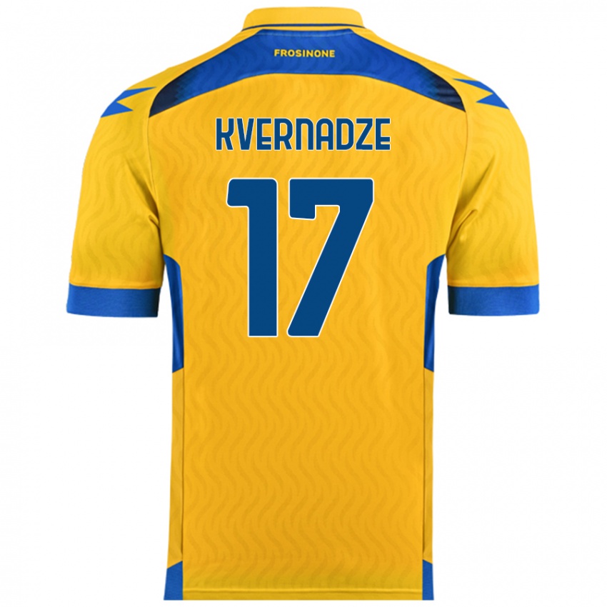 Gyermek Giorgi Kvernadze #17 Sárga Hazai Jersey 2024/25 Mez Póló Ing