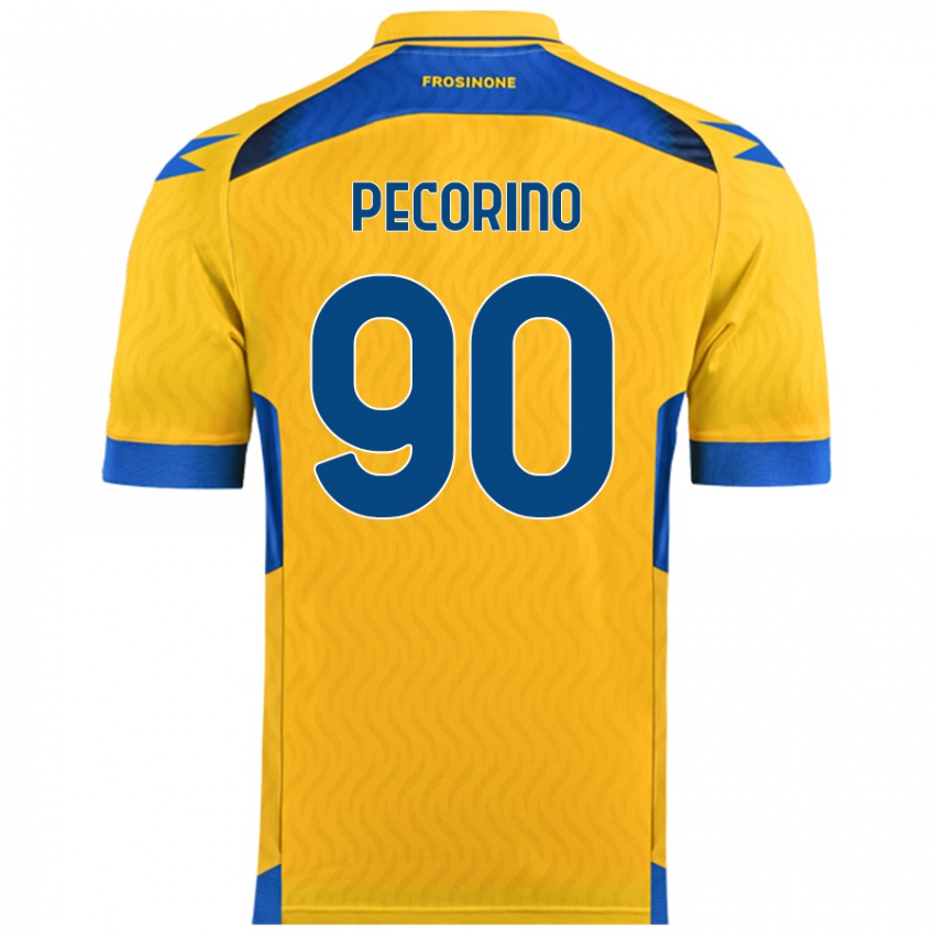 Gyermek Emanuele Pecorino #90 Sárga Hazai Jersey 2024/25 Mez Póló Ing