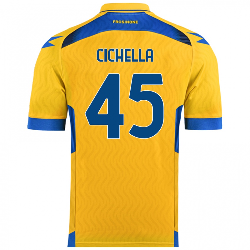 Gyermek Matteo Cichella #45 Sárga Hazai Jersey 2024/25 Mez Póló Ing