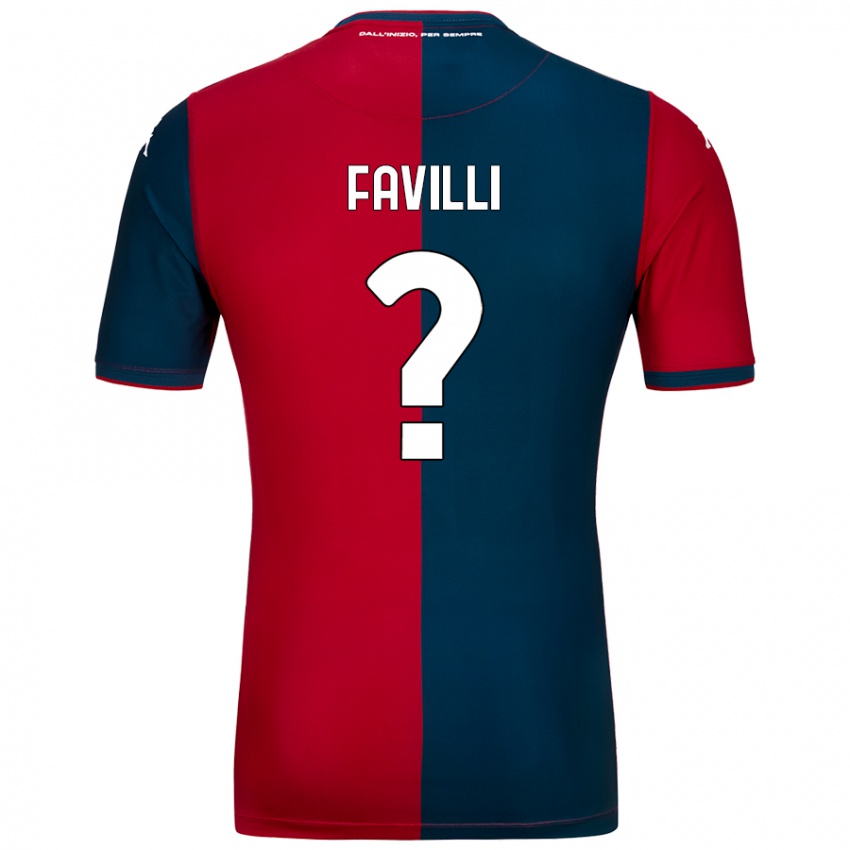 Gyermek Andrea Favilli #0 Piros Sötétkék Hazai Jersey 2024/25 Mez Póló Ing