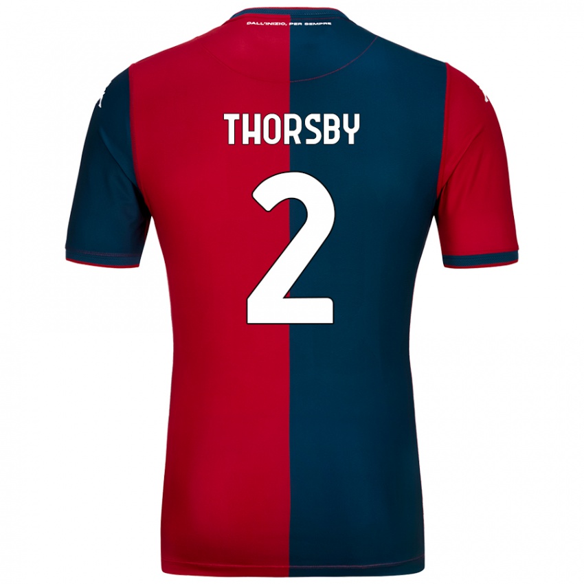 Gyermek Morten Thorsby #2 Piros Sötétkék Hazai Jersey 2024/25 Mez Póló Ing