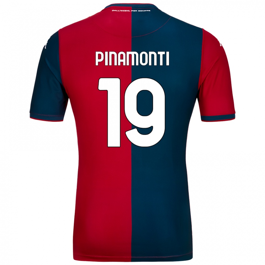 Gyermek Andrea Pinamonti #19 Piros Sötétkék Hazai Jersey 2024/25 Mez Póló Ing