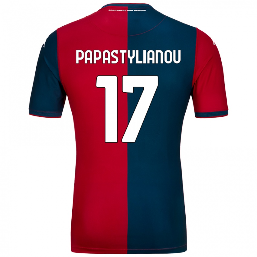 Gyermek Lysandros Andreas Papastylianou #17 Piros Sötétkék Hazai Jersey 2024/25 Mez Póló Ing