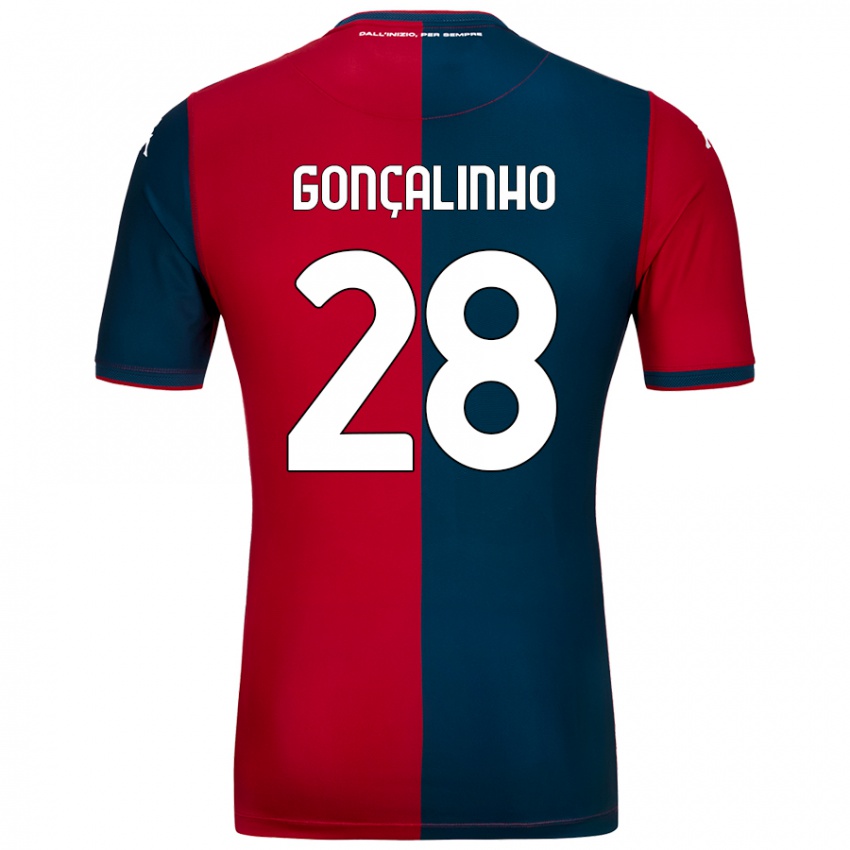 Gyermek João Gonçalinho #28 Piros Sötétkék Hazai Jersey 2024/25 Mez Póló Ing