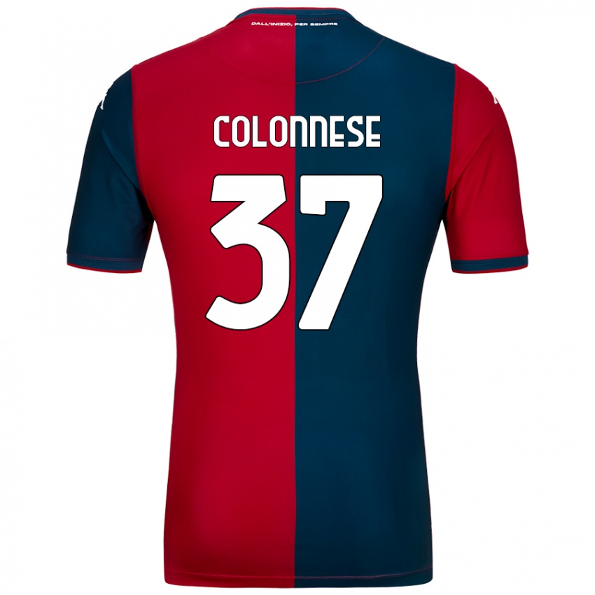 Gyermek Lorenzo Colonnese #37 Piros Sötétkék Hazai Jersey 2024/25 Mez Póló Ing