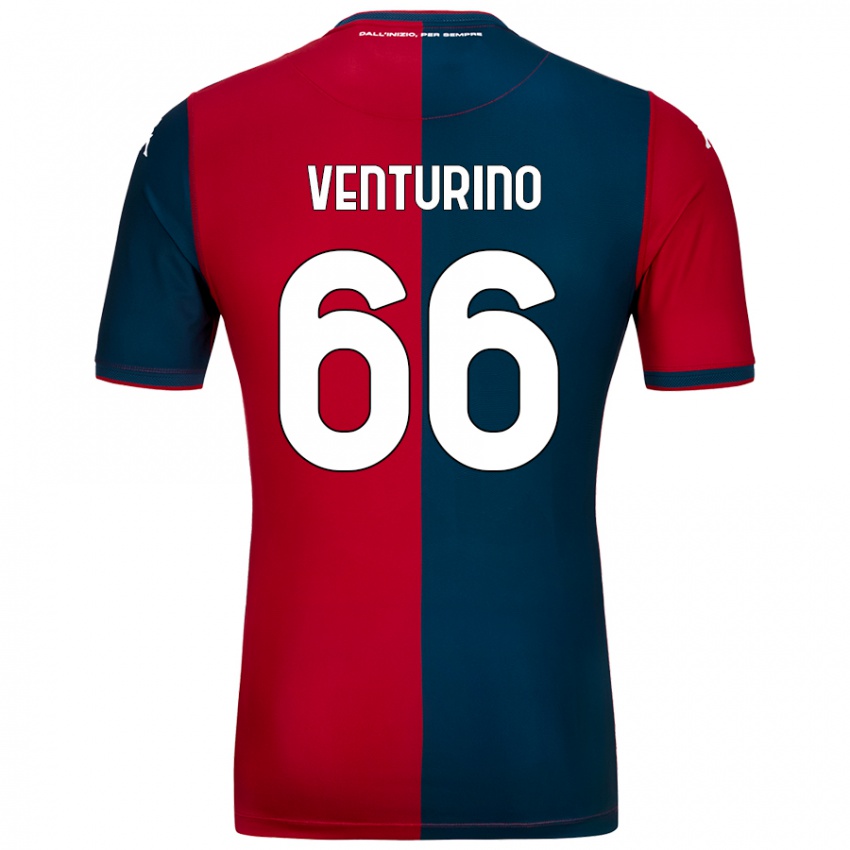 Gyermek Lorenzo Venturino #66 Piros Sötétkék Hazai Jersey 2024/25 Mez Póló Ing