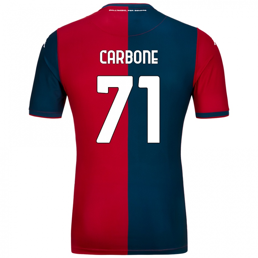 Gyermek Filippo Carbone #71 Piros Sötétkék Hazai Jersey 2024/25 Mez Póló Ing