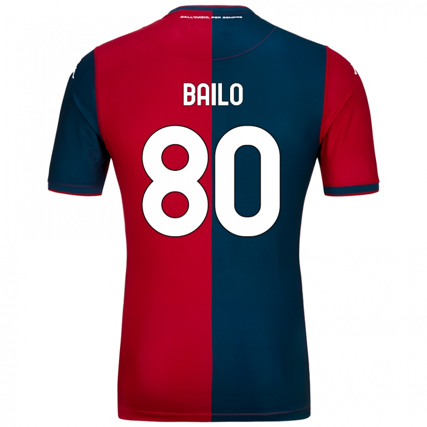 Gyermek Giorgio Bailo #80 Piros Sötétkék Hazai Jersey 2024/25 Mez Póló Ing